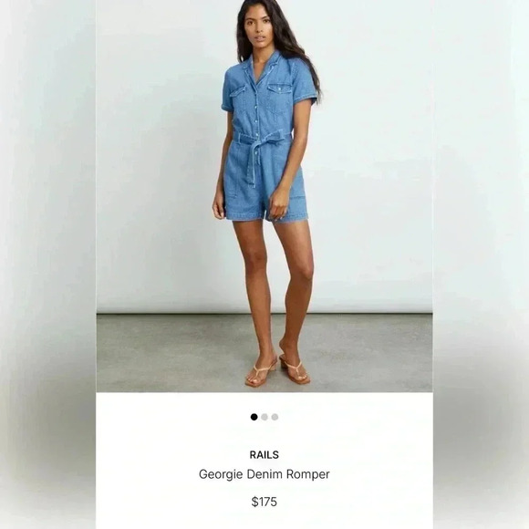 RAILS Georgie Denim Romper Size M - Picture 2 of 7